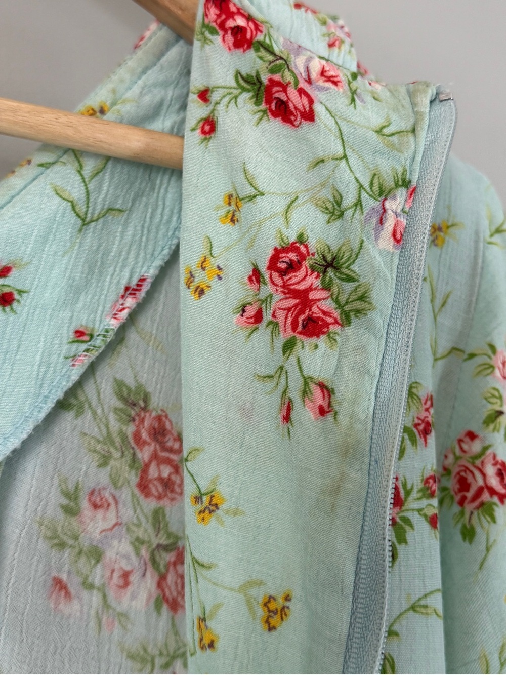 Vintage 90s SMW Style My Way seafoam blue Floral Dress Small Rayon Cottagecore - Picture 13 of 14